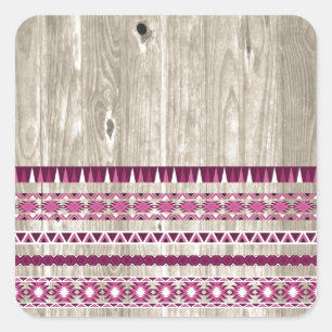Sticker Carré Motif aztèque moderne sur bois