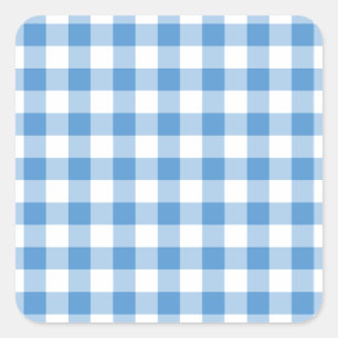 Sticker Carré Motif bleu clair et blanc En vichy