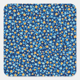 Sticker Carré Motif Blue Little Flowers