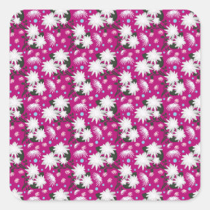 Sticker Carré Motif botanique floral blanc élégant