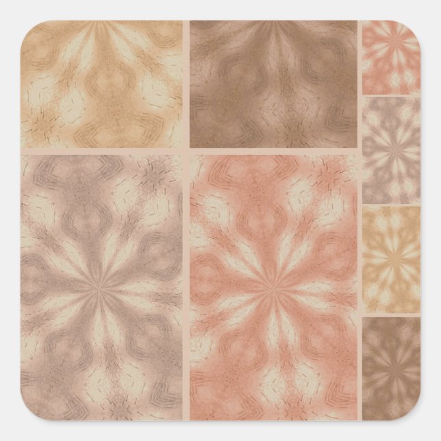 Sticker Carré Motif Brown rose beige (Devant)