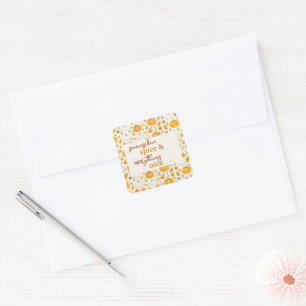 Sticker Carré Motif Citrouille mignon   Thanksgiving