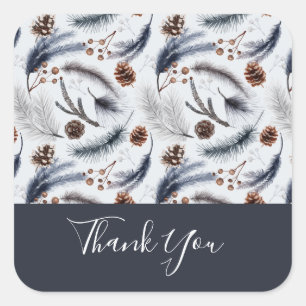Sticker Carré Motif d'aquarelle Rustique cônes de pin