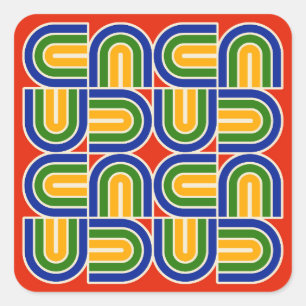 Sticker Carré motif d'arche géométrique les années 70 style