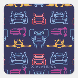 Sticker Carré Motif d'arrière-plan Batwheel™ Neon