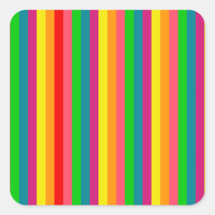 Sticker Carré Motif de bandes verticales arc-en-ciel multicolore