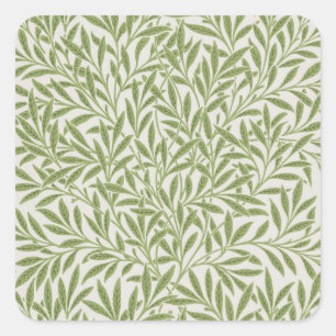 Sticker Carré Motif de branches feuillues vertes 