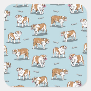 Sticker Carré Motif de bulldog anglais