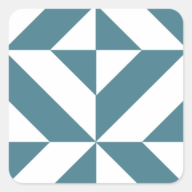 Sticker Carré Motif de cube vert géométrique profond Turquoise (Devant)