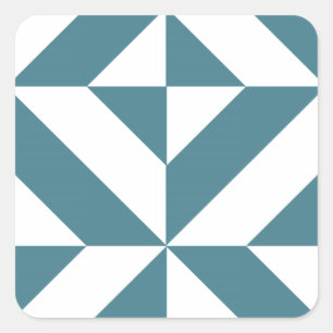 Sticker Carré Motif de cube vert géométrique profond Turquoise