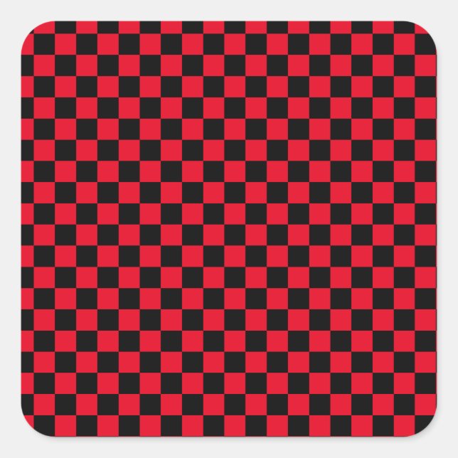 Sticker Carré motif de damier rouge noir (Devant)