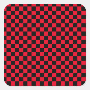 Sticker Carré motif de damier rouge noir
