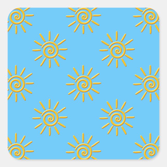 Sticker Carré motif de dessin 3D Jaune Sun (Devant)