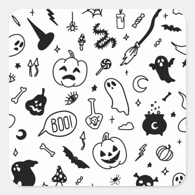 Sticker Carré motif de doodle du parti halloween (Devant)