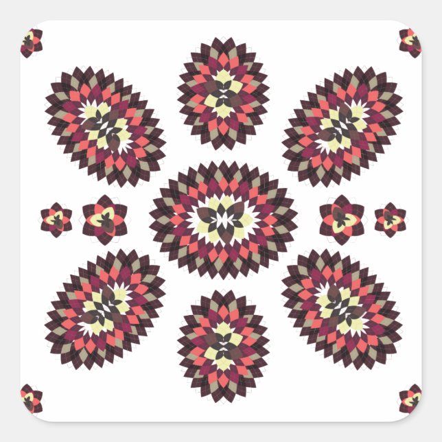 Sticker Carré Motif de fleurs Mandala (Devant)