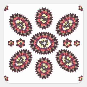 Sticker Carré Motif de fleurs Mandala