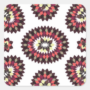 Sticker Carré Motif de fleurs Mandala