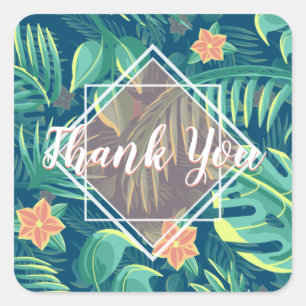 Sticker Carré Motif de fuselage tropical Merci personnalisé