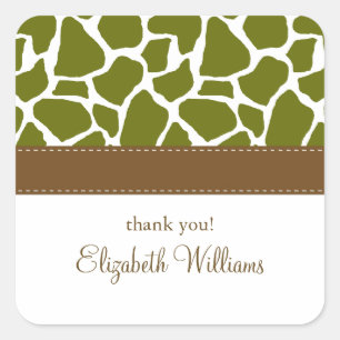 Sticker Carré Motif de girafe verte d'olive