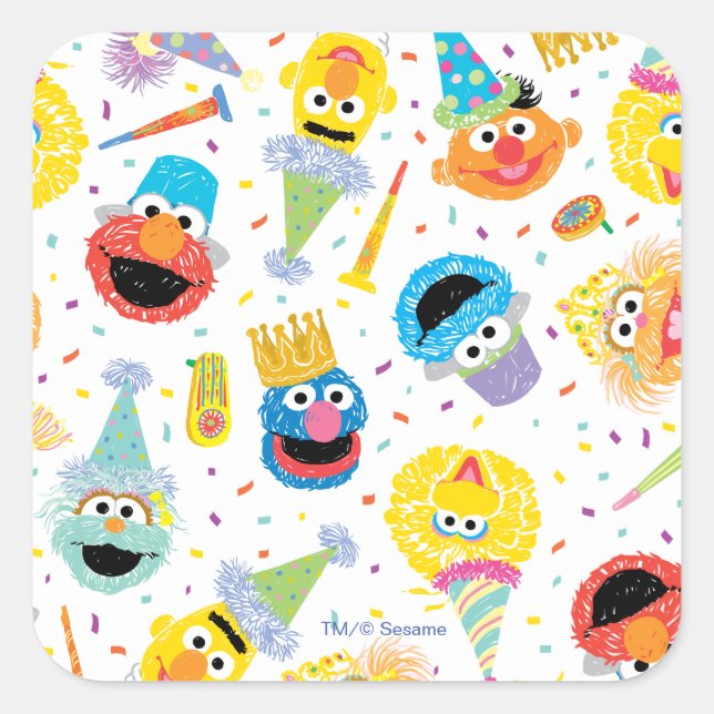 Sticker Carré Motif de la fête des Pals sésame Crayon (Devant)
