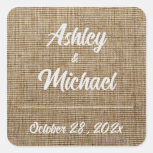 Sticker Carré motif de la nature de burlap rustique Mariage