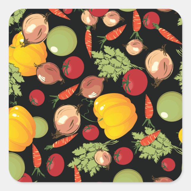 Sticker Carré Motif de légumes (Devant)