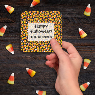 Sticker Carré Motif de maïs de bonbon Halloween personnalisé