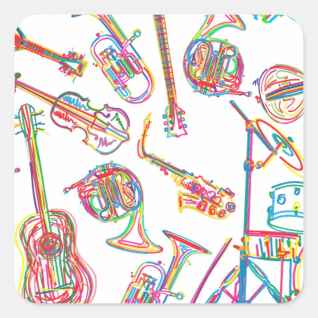 Sticker Carré Motif de musique Neon (Devant)
