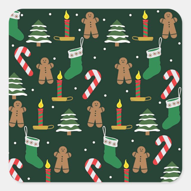 Sticker Carré Motif de Noël (Devant)