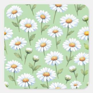 Sticker Carré Motif de pâquerettes printanières