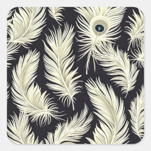 Sticker Carré Motif de plumes Art déco