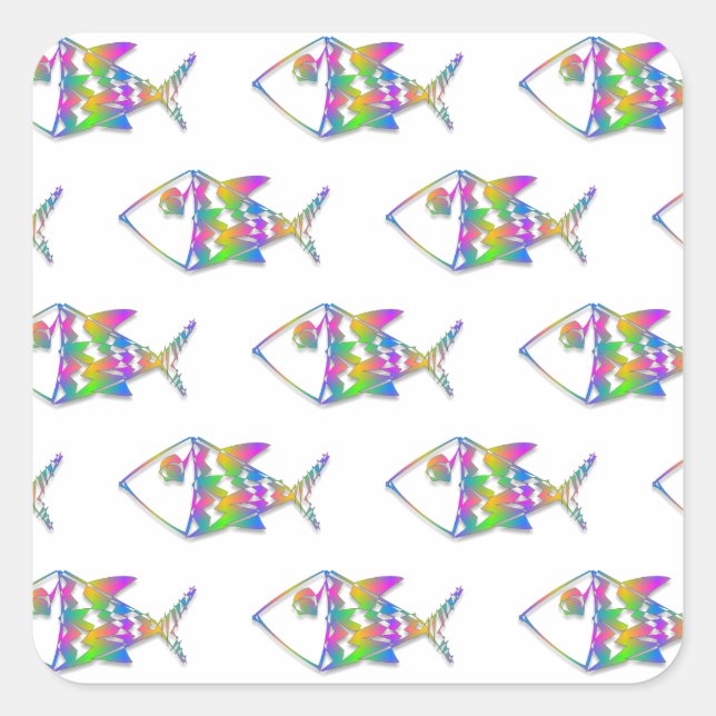 Sticker Carré Motif de poisson Abstrait (Devant)
