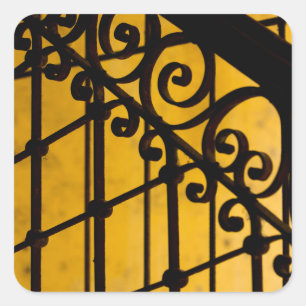 Sticker Carré motif de porte de fer en jaune à Cuba