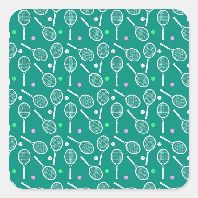Sticker Carré Motif de raquette de tennis (Devant)