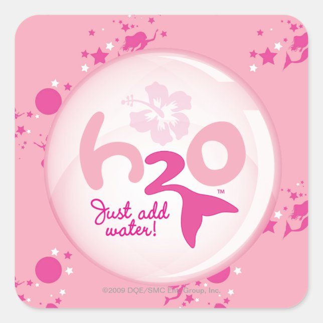 Sticker Carré Motif de sirène rose (Devant)