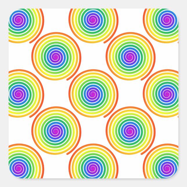 Sticker Carré Motif de spirale arc-en-ciel (Devant)