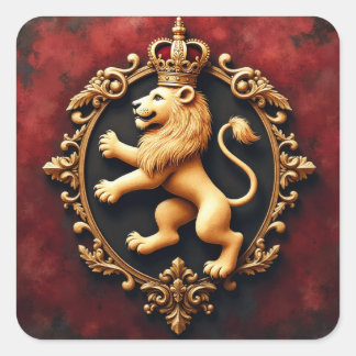 Sticker Carré Motif de tapisserie héraldique royale