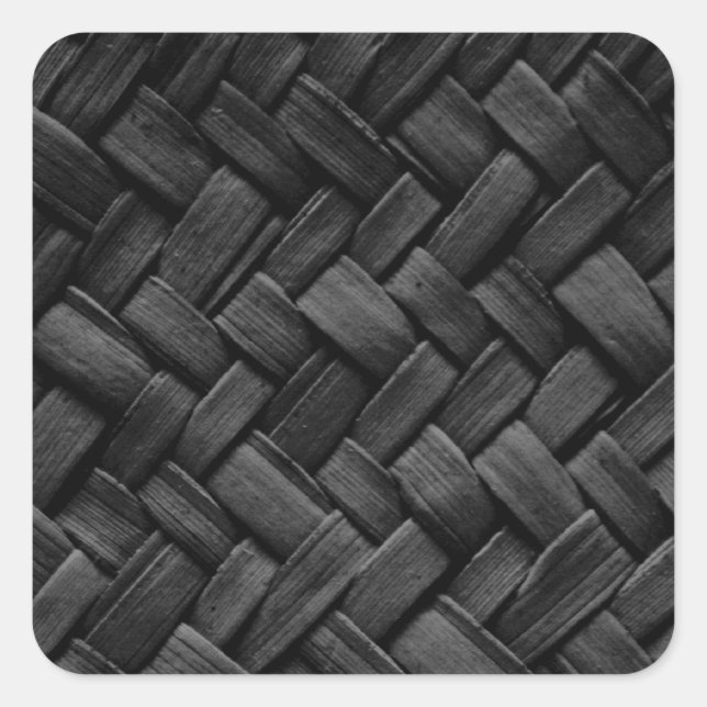 Sticker Carré motif de tissage de panier noir (Devant)