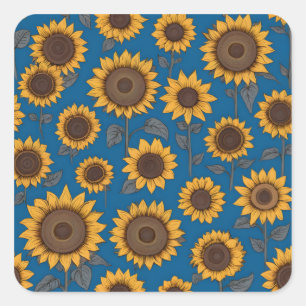 Sticker Carré Motif de tournesols jolis