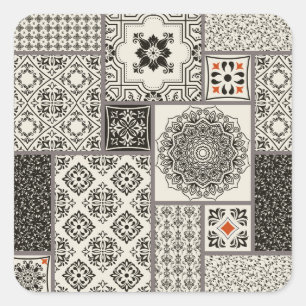 Sticker Carré Motif de tuile islamique Majolica