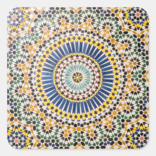 Sticker Carré Motif de tuiles géométriques, Maroc