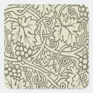 Sticker Carré Motif de vigne de raisin gris vert de William Morr