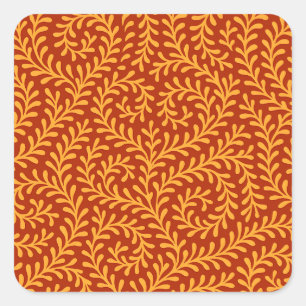 Sticker Carré Motif de vigne feuillue jaune doré 