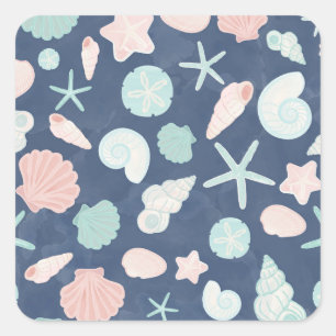 Sticker Carré motif des coquillages