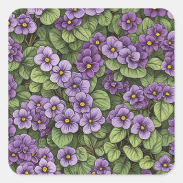Sticker Carré Motif des fleurs de violet d'Afrique
