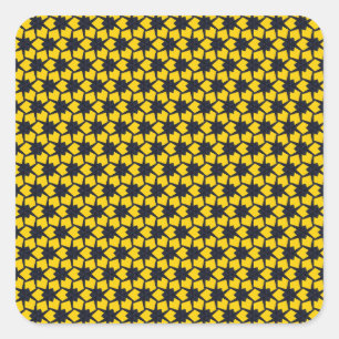 Sticker Carré Motif d'étoile bleue vibrante sur fond jaune