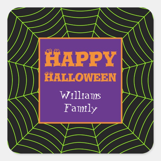 Sticker Carré Motif d'Halloween Personaliz (Devant)