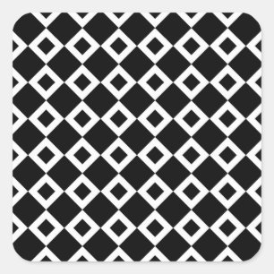 Sticker Carré Motif Diamant noir et blanc