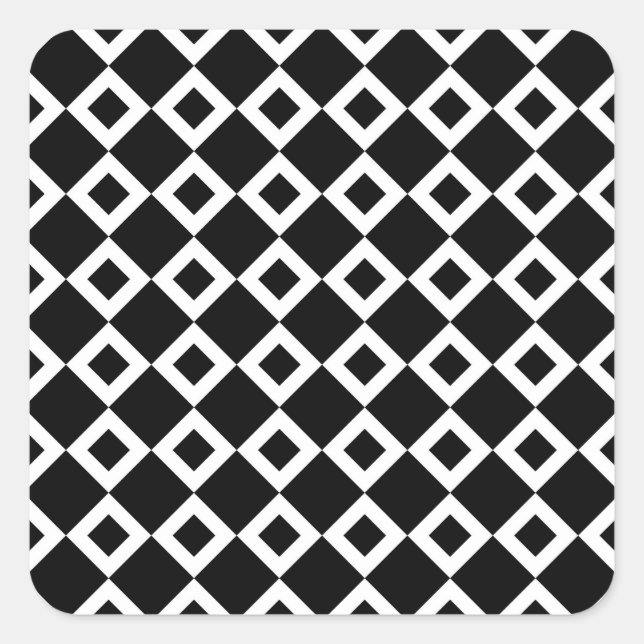 Sticker Carré Motif Diamant noir et blanc (Devant)