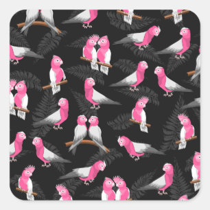 Sticker Carré Motif d'oiseau aux coques roses